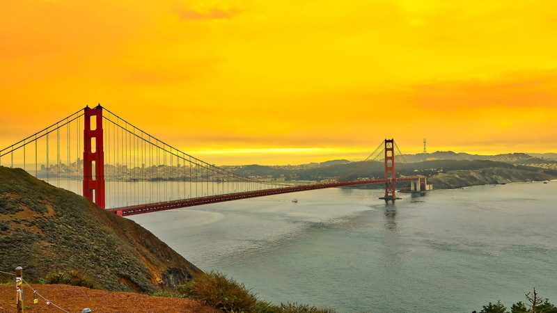 tourism, bay, built structure, golden, bay of water, nature, bridge - man made structure, franciso, mountains, buildings, sanfrancisco, gate, outdoors
