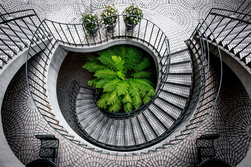 creativity, handrail, railing, agavaceae, inside, embarcadero, history, 5K, art and craft, indoors, banister, fruit, green color, day, twisted, circle