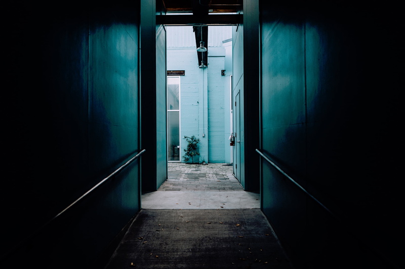 corridor, spooky, dark, 1080P, illuminated, lighting equipment, direction, flooring, wall - building feature, staircase, building, indoors, corner, apartment