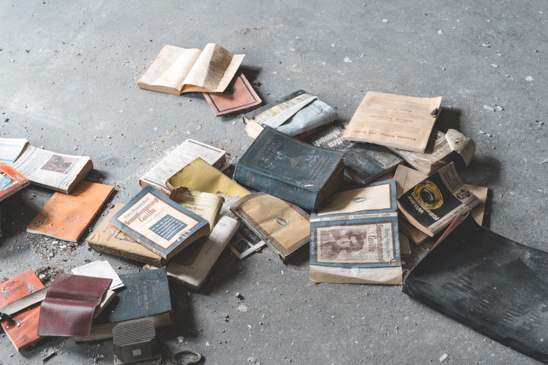 high angle view, road, urbex, large group of objects, variation, outdoors, urban exploration, reading, title, obsolete, book, publication, antique, 5K
