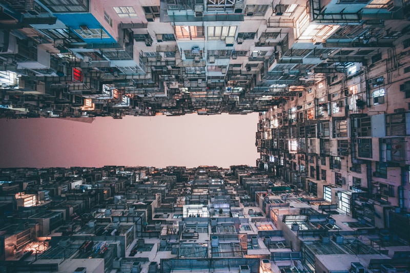 Apartments, Asia, sunset, Skycrapers, 1080P, Stacked, Hong Kong, China, Cityscape