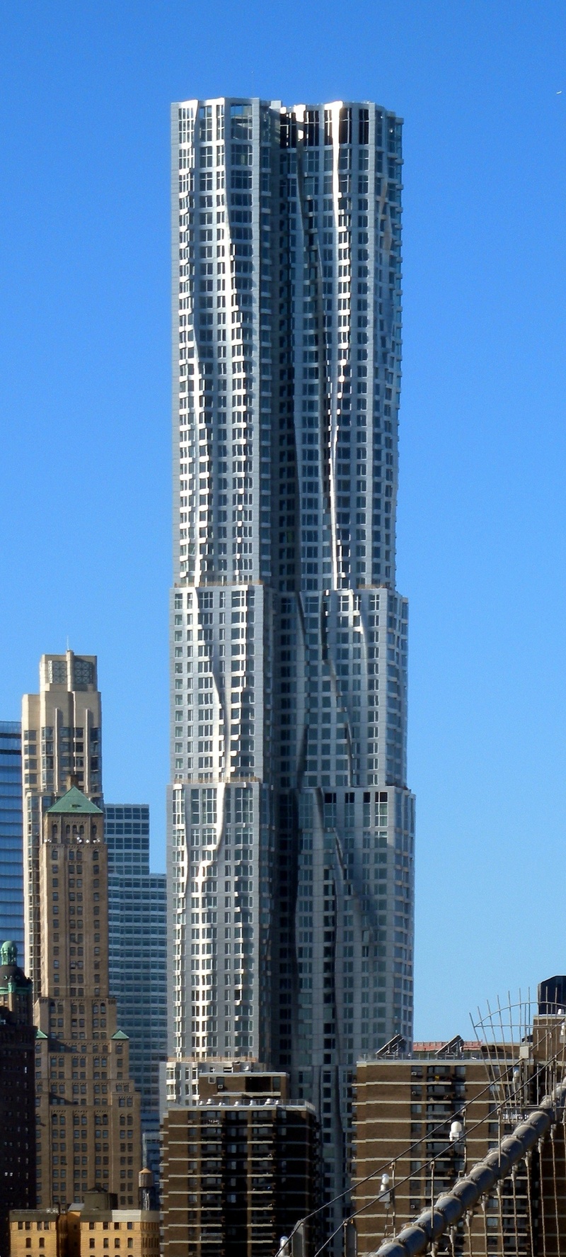 low angle view, modern, clear sky, financial district, tower, sunlight, building, new york city, city, building exterior, blue, sky, 2K, development, manhattan