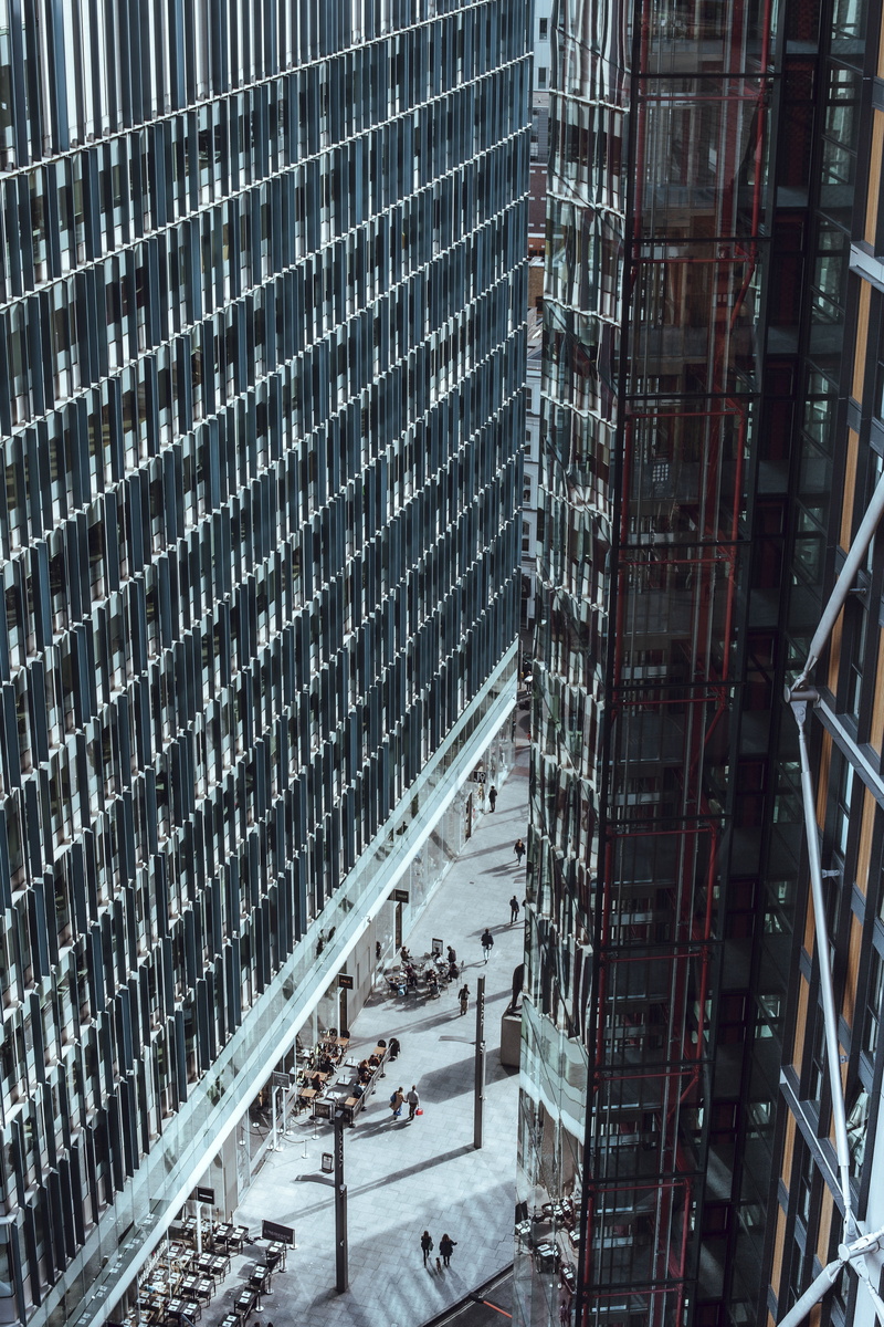 high angle view, shop, day, skyscraper, infrastructure, architecture, city, built Structure, hotel, mall, industry, windows, outdoors, condominium, establishment