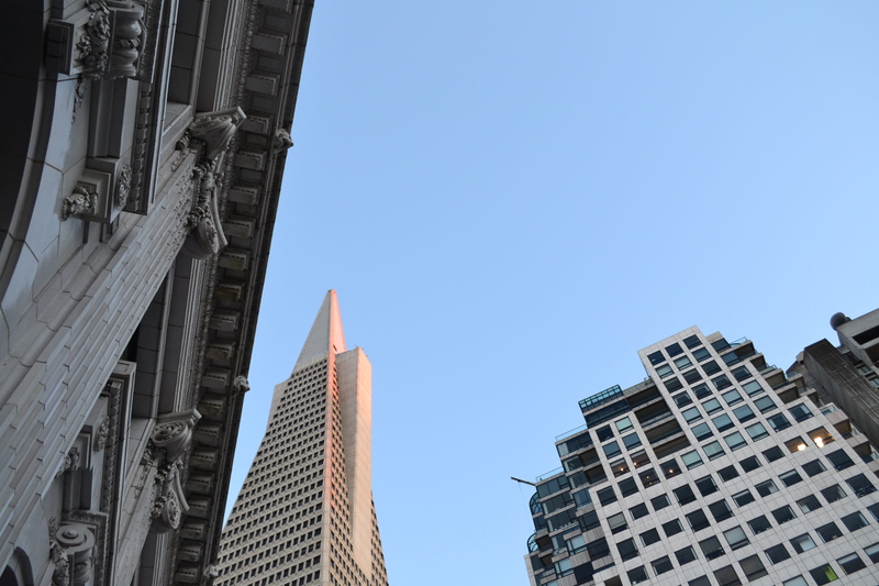 copy space, tall - high, no people, united states, financial district, san francisco, transamerica tower, san franciso, skyscraper, skycraper, building exterior