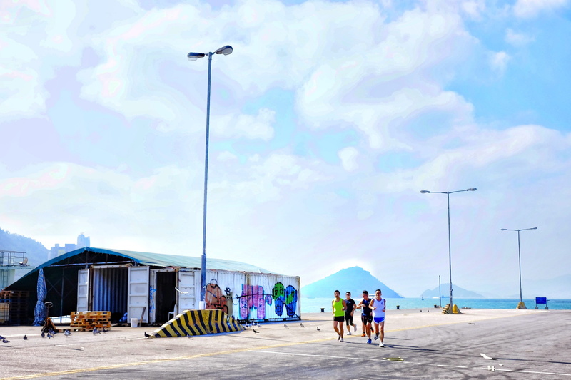 architecture, men, pier, walking, group of people, built structure, women, people, sky, sport, outdoors, togetherness, street, adult, real people, kennedy town