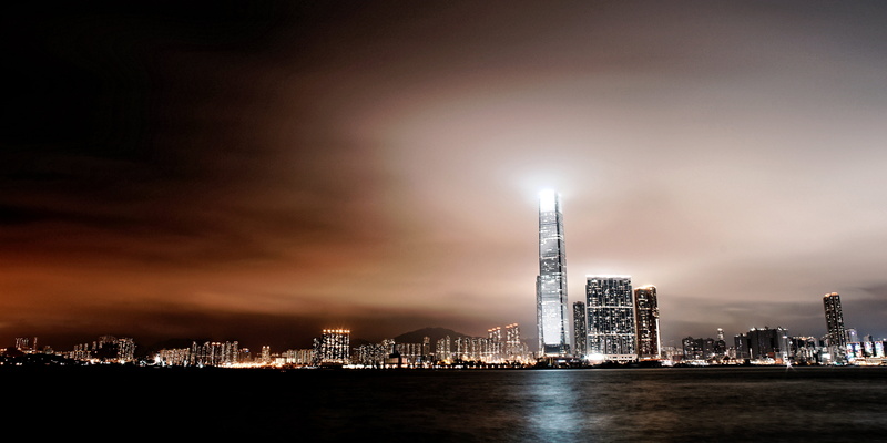 ominou, body, water, nature, ocean, skyline, nighttimne, lake, tower, dark, architecture, residential district, sea, travel destinations, financial district