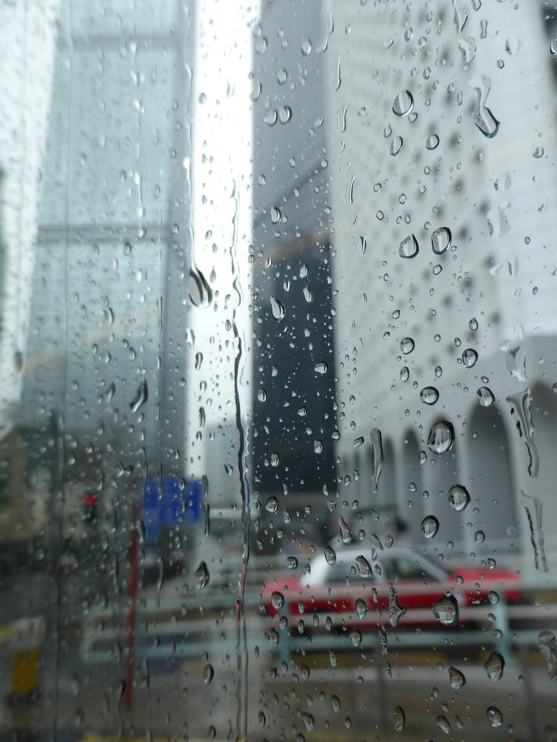 taxi, skyscraper, glass, wet, nature, land vehicle, transparent, raindrop, no people, drop, hong kong, outdoors, car, motor vehicle, transportation, 4K