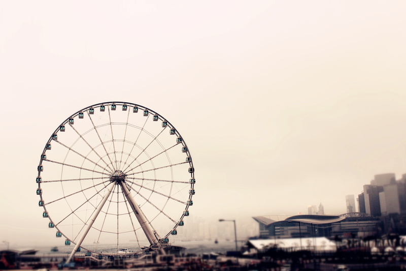hong kong, no people, ferris wheel, arts culture and entertainment, building, dusk, amusement park ride, the ferris wheel, copy space, city, travel destinations