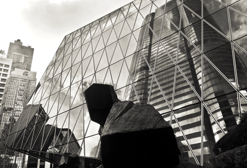b/w, office building exterior, office, architecture, building, tall - high, travel destinations, built structure, nature, outdoors, low angle view, modern