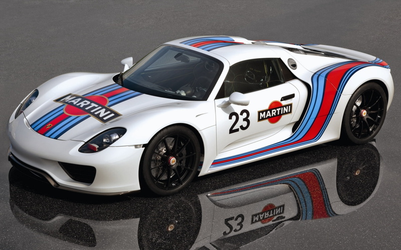 918, reflection, supercar, Porsche, the front, Spider, Prototype, Martini, 1080P, white, Spyder