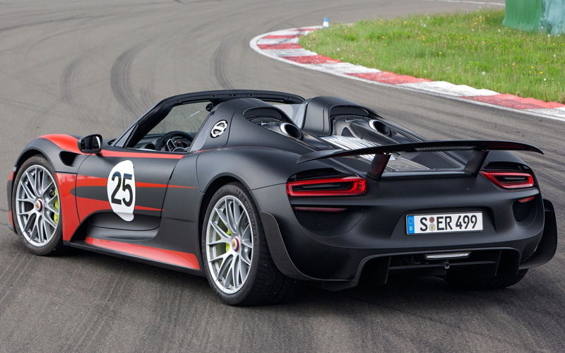 Spider, 918, Porsche, lights, 1080P, rear view, Spyder, Prototype, background