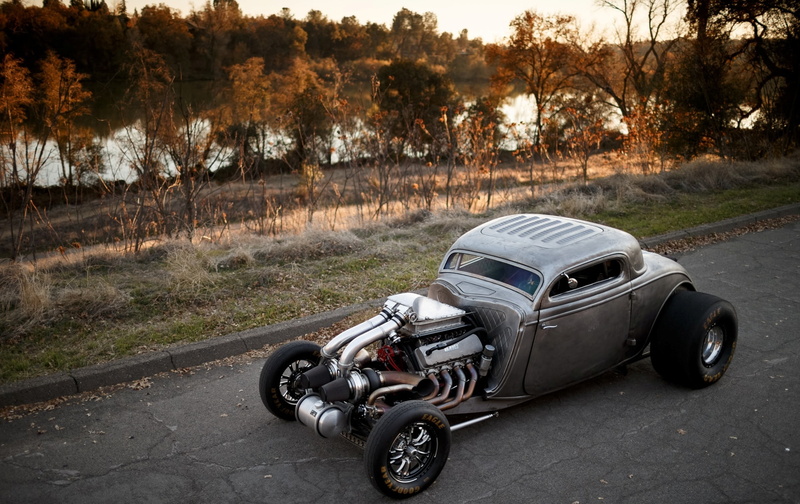 outdoors, non-urban scene, stationary, wheel, mode of transportation, View from the top, Big Block, plant, land, gray, street, motor vehicle, Twin Turbo