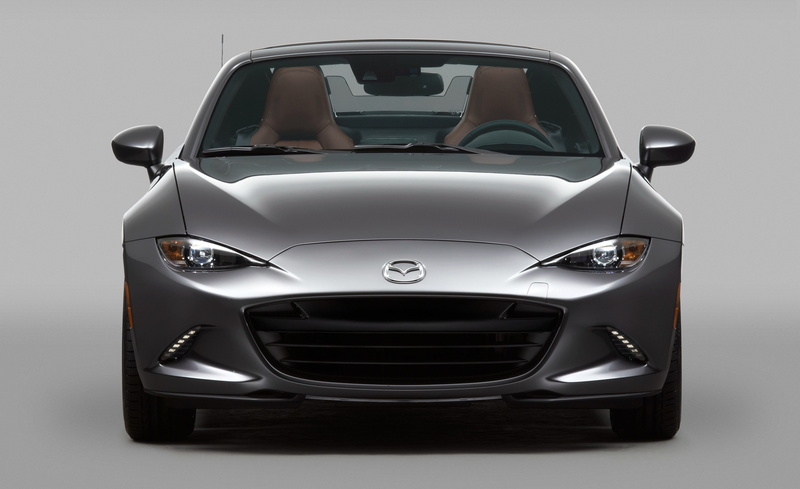 chrome, modern, front view, gray, mazda mx 5 rf 4k new  hd, motor vehicle, indoors, silver colored, transportation, studio shot, sports car, people, 4K