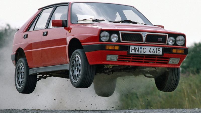 car, motor vehicle, wheel, no people, retro styled, travel, fun, transportation, old, red, 4x4, lancia delta, 1080P, city, land vehicle, full length, taxi
