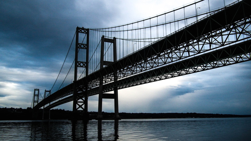 4K, engineering, river, steel, architecture, nature, travel destinations, bridge, tacoma narrows bridge, alloy, transportation, bay, low angle view, bridge - man made structure