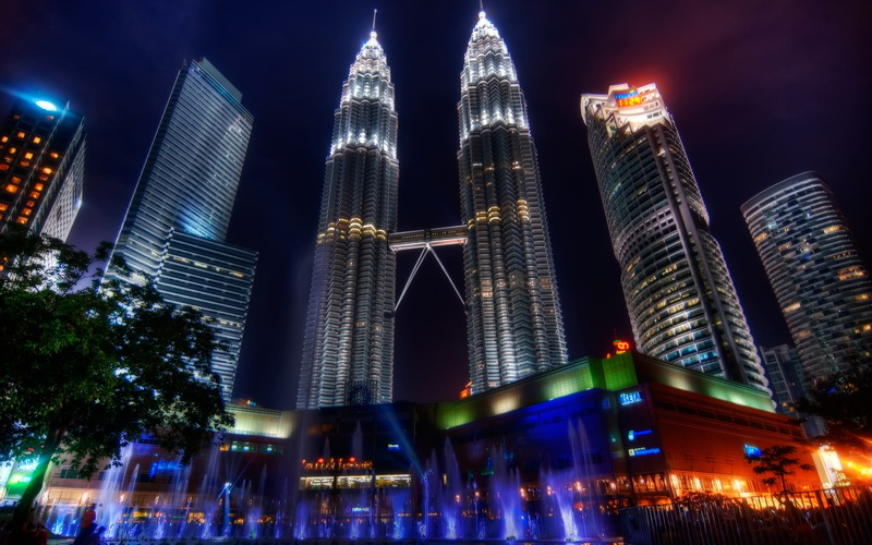 twin, petronas, kuala, skyscraper, office, malaysia, lumpur, wide, 2K, pair, buildings, towers