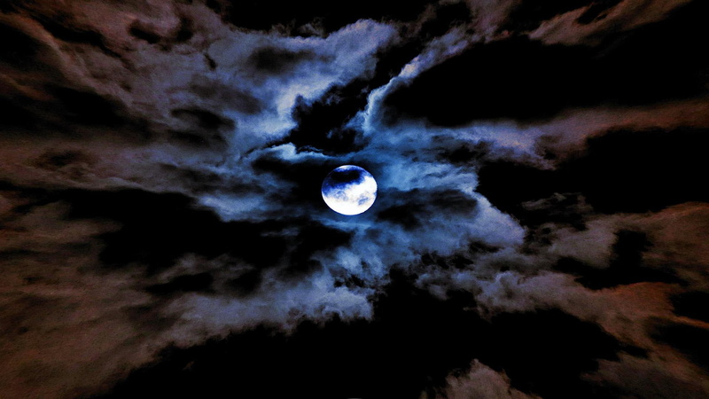cool, 3d and abstract, clouds, blurred, moon shine, moonglow, 1080P, night