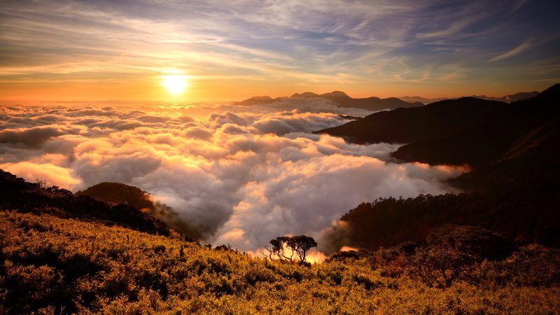 tone, mist, Taiwan, landscape, Nature, 1080P, blackcard, Autumn, Sunset, cloud sea, mt.heuan