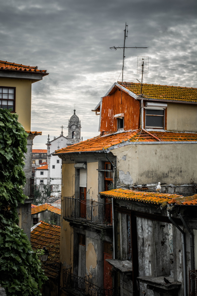 selective, famous Place, ivy, village, balcony, sky, portugal, orange, residential Building, strcuture, architecture, outdoors, cultures, grunge wall, painted