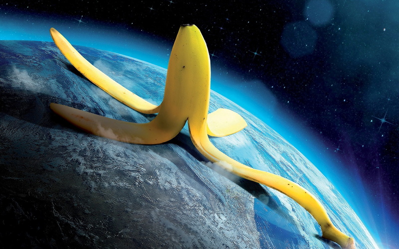 bananas, Photoshop, world, digital art, 1080P, Earth