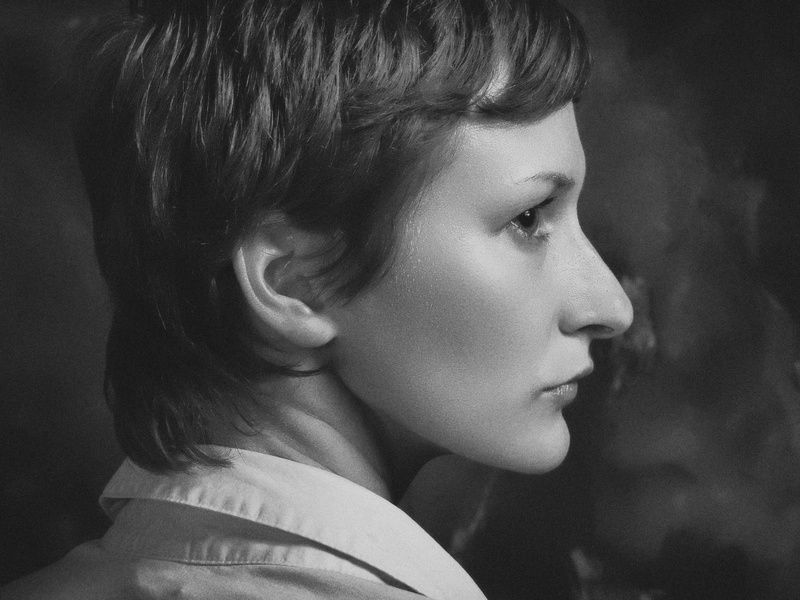 close-up, women, human hair, indoors, beautiful, side view, model, portrait, human face, side, black-and-white, cut, looking away, teenager, leisure activity