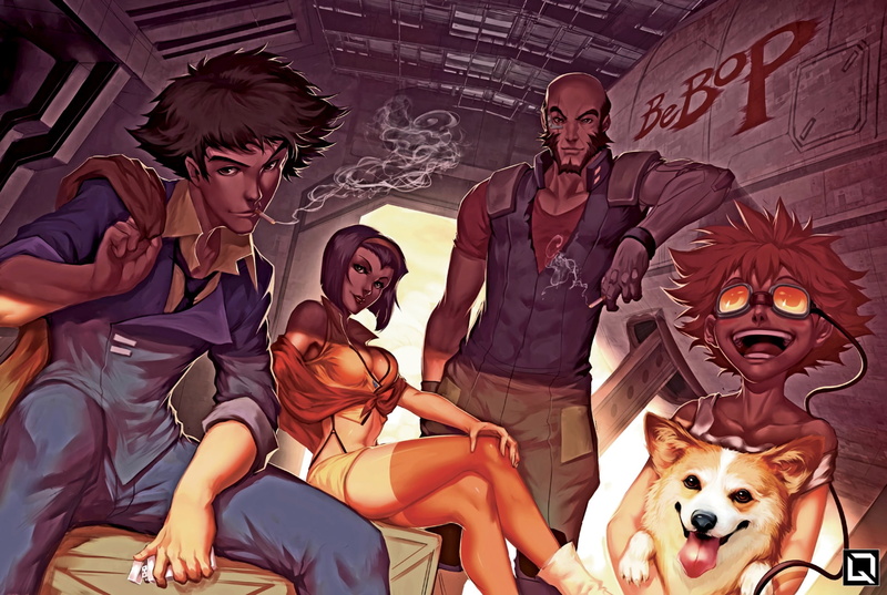 Cowboy Bebop, Ein (Cowboy Bebop), Faye Valentine, Edward (Cowboy Bebop), Jet Black, Spike Spiegel, 1080P, Anime
