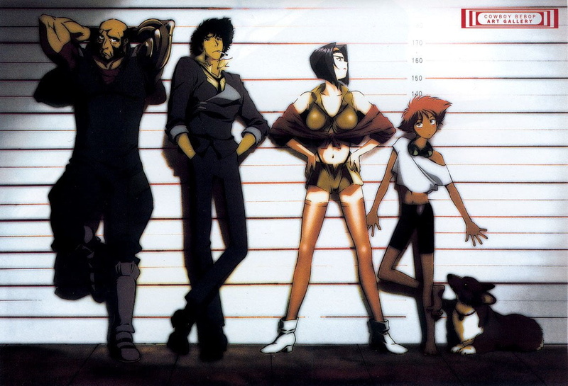 full length, young adult, representation, weapon, Faye Valentine, clothing, indoors, male likeness, Anime, art and craft, Jet Black, illustration, characters