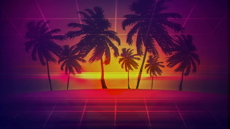 1080P, Retro Wave, Palm Tree, Artistic
