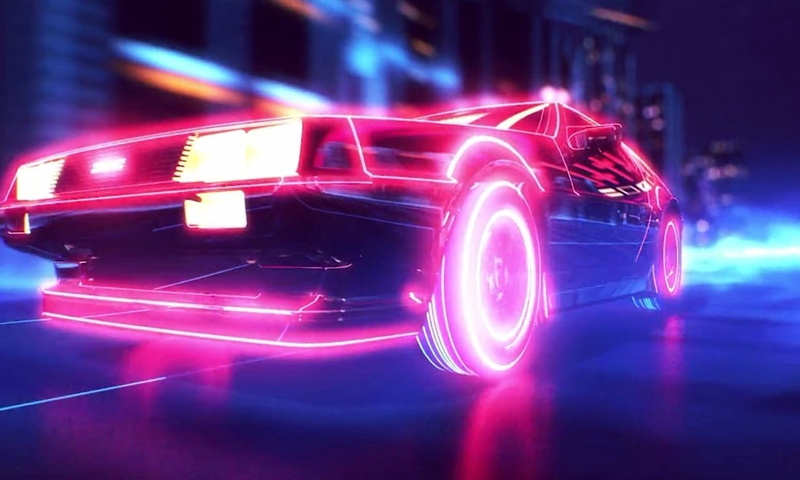 car, New Retro Wave, retro Games, 1980s, neon, DeLorean, 720P, synthwave