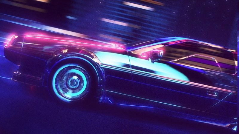 motion, blurred motion, street, illuminated, new retro wave synthwave 1980s neon delorean car retro games, retro styled, night, transportation, mode of transportation