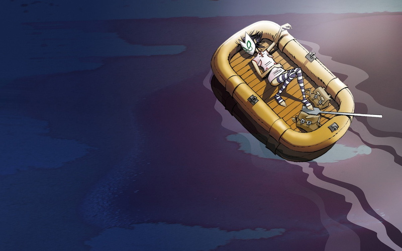 1080P, lake, exploration, transportation, outdoors, shadow, gorillaz noodle jamie hewlett, nature, night, no people, reflection, copy space, nautical vessel