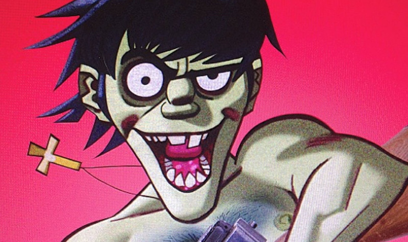 celebration, jamie hewlett murdoc niccals gorillaz, colored background, headshot, mask - disguise, human body part, one person, men, close-up, representation
