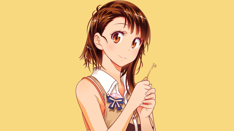 indoors, beauty, blushing, brown hair, studio shot, front view, hairstyle, women, copy space, 4K, portrait, yellow background, young adult, anime vectors