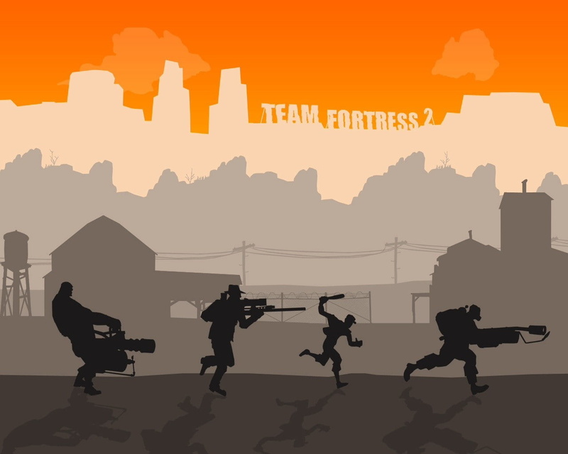 Team Fortress 2, Valve, building exterior, minimalism, video games, Simple, full length, built structure, togetherness, leisure activity, real people, Sniper Rifle