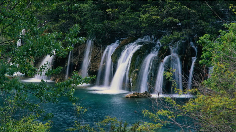 waterfalls, foam, leaves, stones, plitivice, white, croatia, widescreen, clear, nice, 1080P, plitvice, blue, water