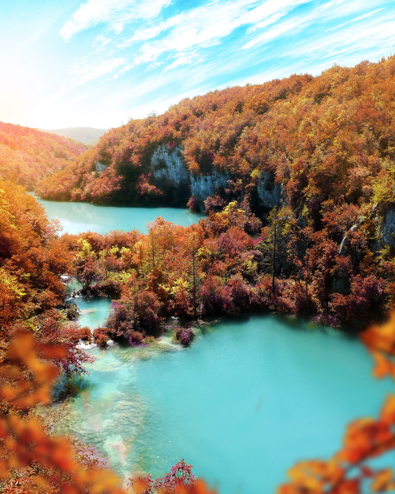 day, red, colors, yellow, nature, beauty in nature, tree, view, croatia, lakes, no people, change, scenics - nature, water, park, land, plitvička jezera