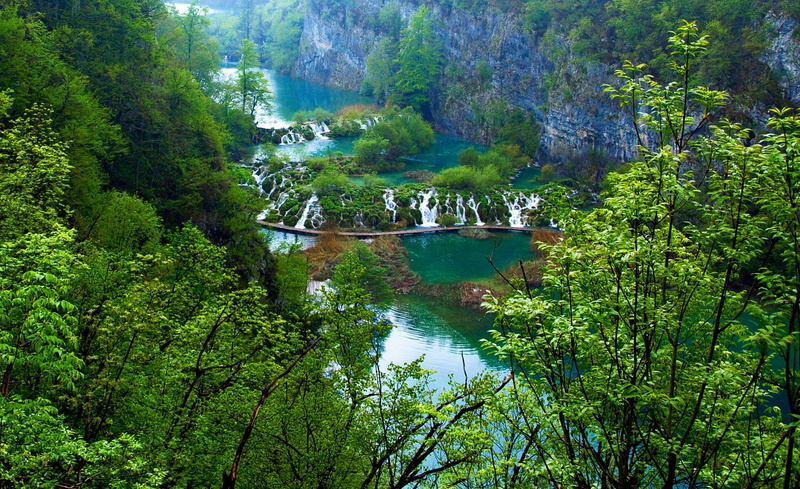 Earth, 1080P, Tree, Waterfall, Waterfalls, Green, Lake, Plitvice Lakes National Park