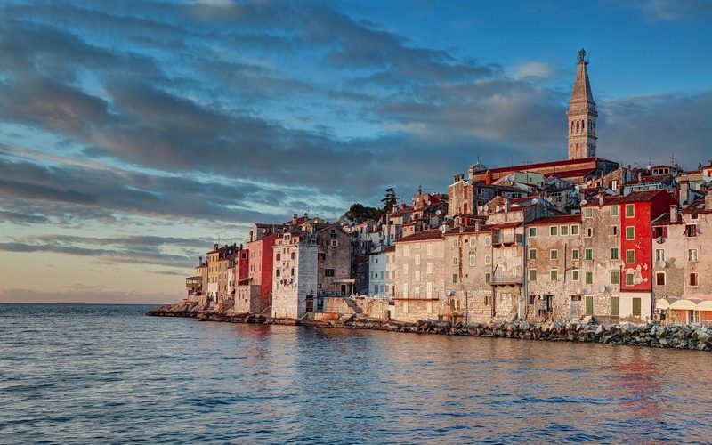 Towns, Tower, Sea, 1080P, Building, Town, Croatia, Rovinj, Cloud