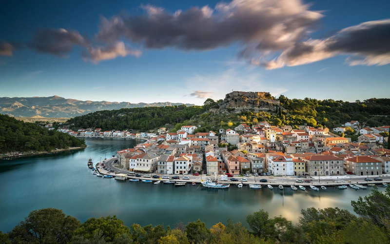 Mirna River, Istria, 1080P, clouds, The River Mirna, Istria County, forest, hill, mountains, Croatia, Novigrad, home, river, building