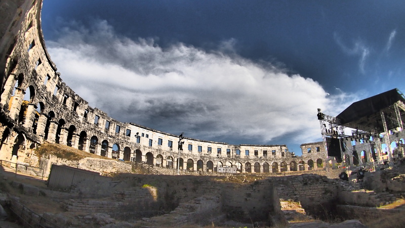 archaeology, old ruin, travel, building exterior, pula, istria, summer, antiquity, history, ruined, croatia, built structure, the past, nature, outdoors
