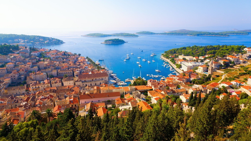 island, Croatia, Gvar, Hvar, Adriatica, 1080P, sea, the city