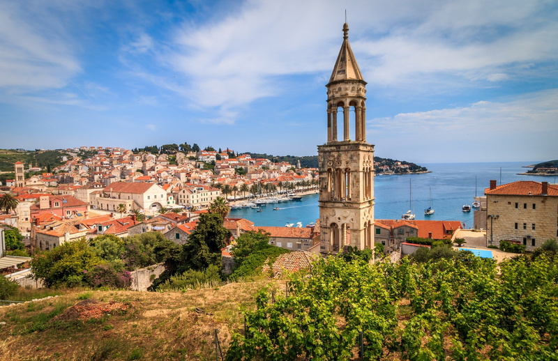 home, yachts, Croatia, 1080P, Hvar, tower, sea, panorama