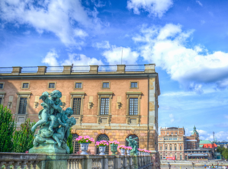 scenic, day, built structure, cloud - sky, gamla, summer, City, outdoors, 2K, Scandinavia, flowers, sculpture, town, europe, view, old, statue, male likeness