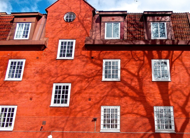 in a row, outdoors, orange color, full frame, apartment, Gamla Enskede, building exterior, building, architecture, city, wall - building feature, pattern