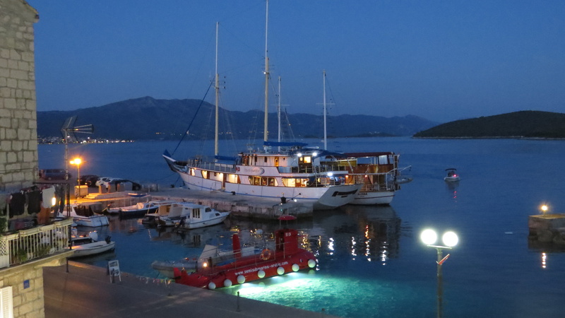 mountain, harbor, mode of transportation, sailboat, marina, reflection, nature, yacht, nautical vessel, night, mast, boats, 4K, croatia, illuminated, sea