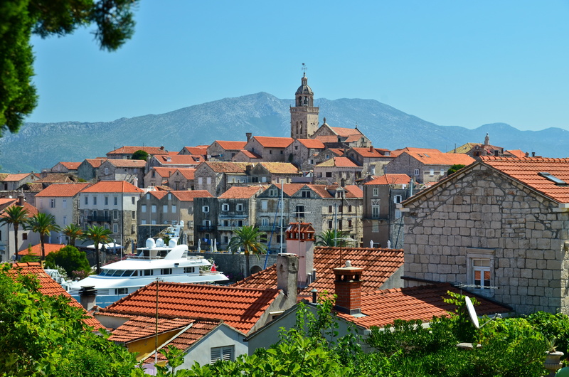 city, 4K, residential district, clear sky, cityscape, no people, brown, sky, spirituality, Adriatica, Korcula, outdoors, place of worship, belief, day