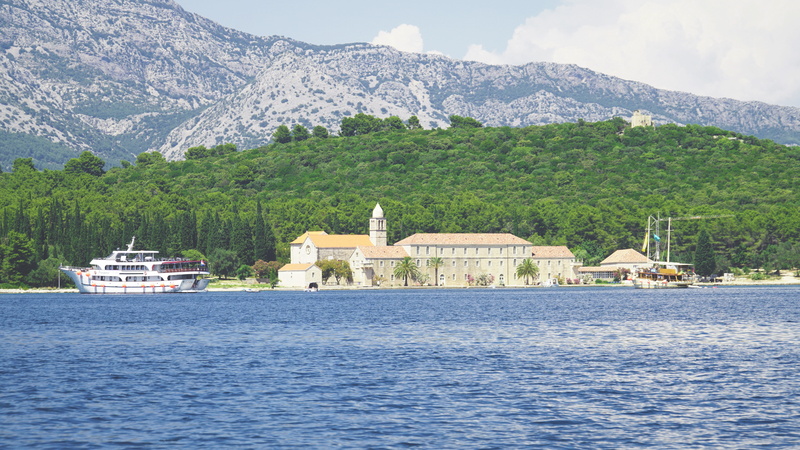 shoreline, land, architecture, scenics - nature, nature, day, mountain, mountains, trees, sea, 5K, trip, a6000, nautical vessel, island, korčula, monastery