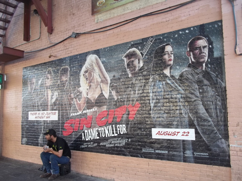 dark, wall art, day, young men, women, western script, sin city, real people, urban, 4K, robert rodriguez, group of people, city, sixth street, mural