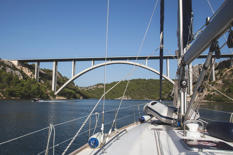 transportation, sailing, outdoors, clear sky, krka, luxury, sky, river, yacht, sailboat, travel, nature, nautical Vessel, bridge, no people, 4K, water