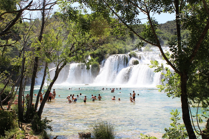 krka, large group of people, motion, family holiday, group of people, outdoors, swimming, people swimming, real people, water, plitvice, travel, holidays